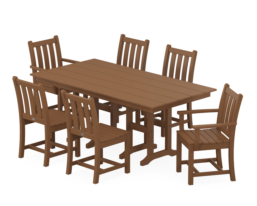 POLYWOOD Traditional Garden 7-Piece Farmhouse Dining Set in Teak