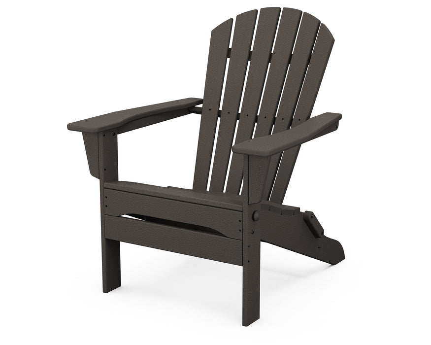 POLYWOOD South Beach Folding Adirondack Chair in Vintage Coffee