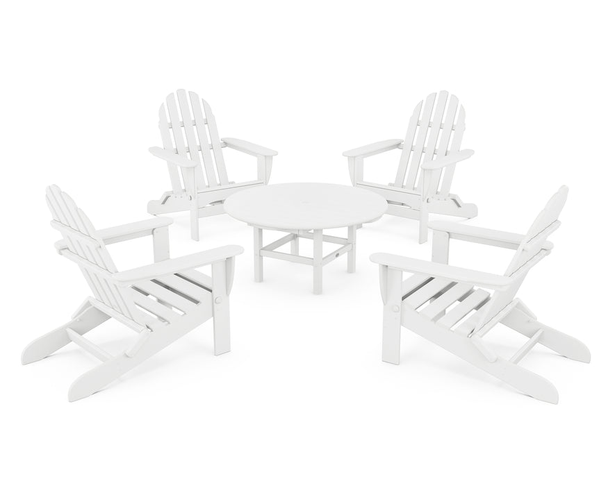 POLYWOOD Classic Folding Adirondack 5-Piece Conversation Group in White image