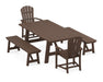 POLYWOOD Palm Coast 5-Piece Rustic Farmhouse Dining Set With Benches in Mahogany image