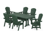 POLYWOOD Nautical Curveback Adirondack Swivel Chair 7-Piece Farmhouse Dining Set With Trestle Legs in Green image