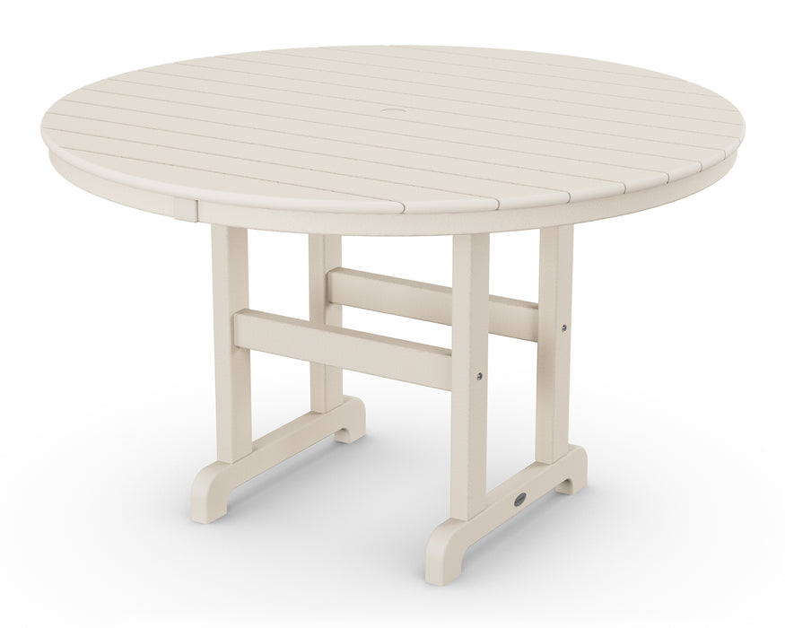 POLYWOOD 48" Round Farmhouse Dining Table in Sand