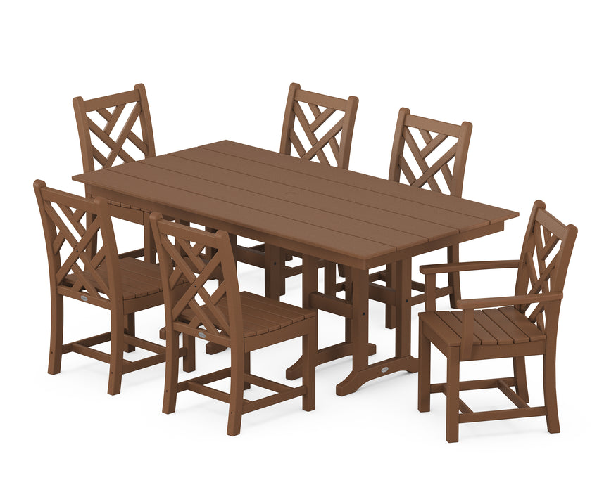 POLYWOOD Chippendale 7-Piece Farmhouse Dining Set in Teak image