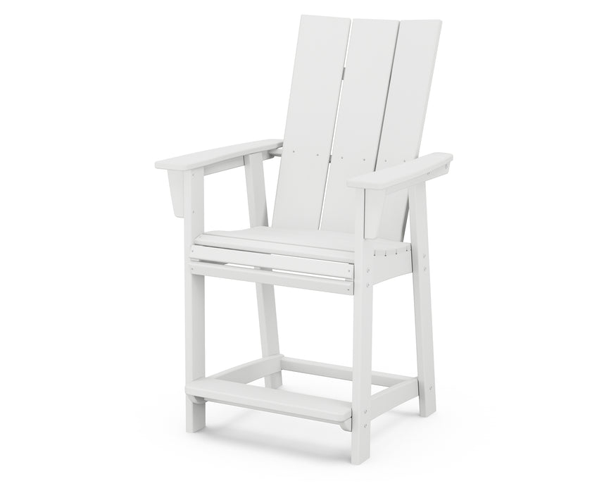 POLYWOOD Modern Curveback Adirondack Counter Chair in White