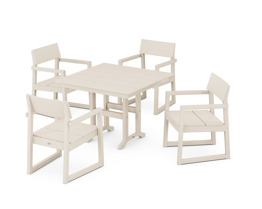 POLYWOOD EDGE 5-Piece Farmhouse Dining Set in Sand image