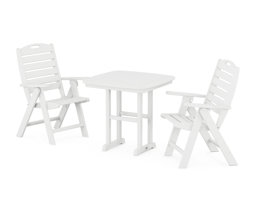 POLYWOOD Nautical Highback Chair 3-Piece Dining Set in White