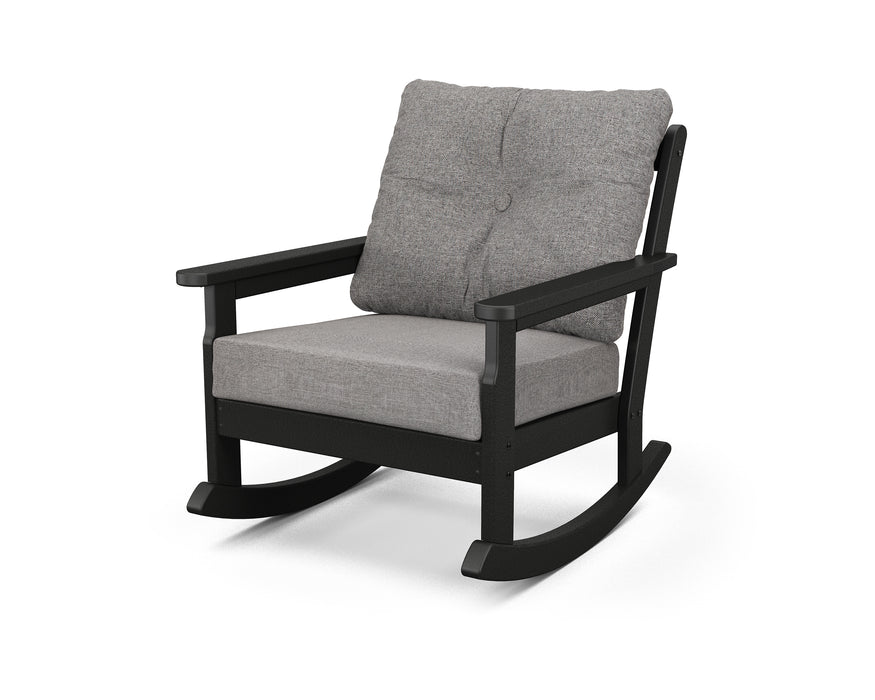 POLYWOOD Vineyard Deep Seating Rocking Chair in Black / Grey Mist