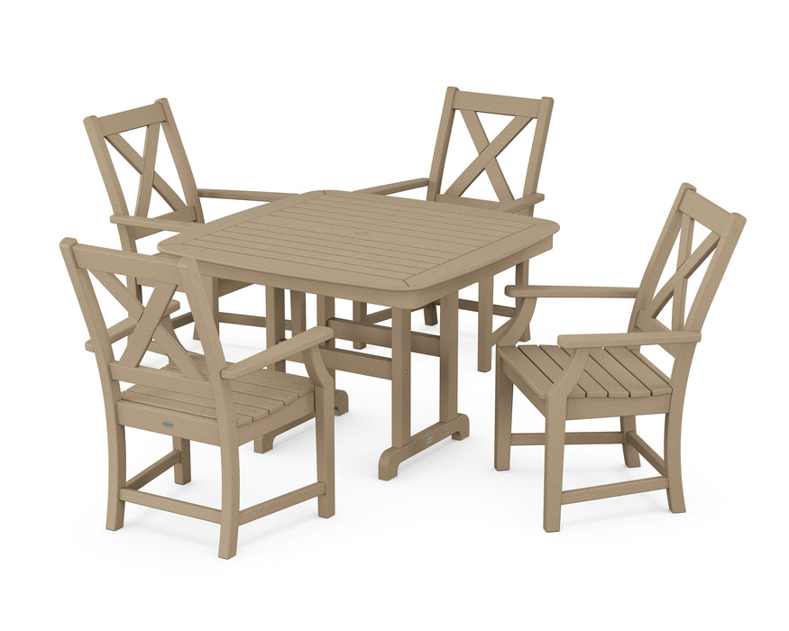 POLYWOOD Braxton 5-Piece Dining Set with Trestle Legs in Vintage Sahara