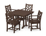 POLYWOOD Chippendale 5-Piece Farmhouse Trestle Arm Chair Dining Set in Mahogany image