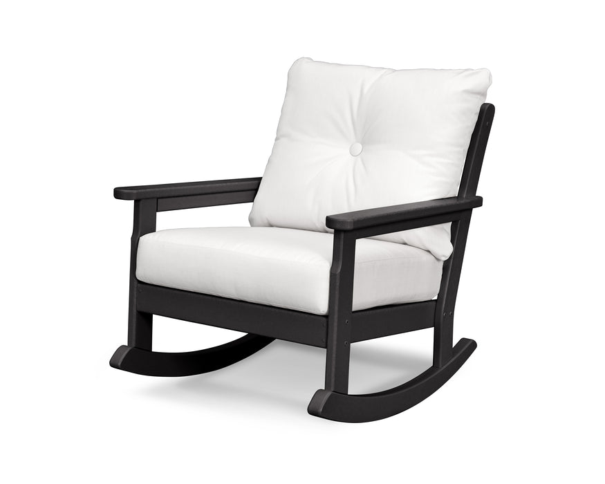 POLYWOOD Vineyard Deep Seating Rocking Chair in Black / Bird's Eye