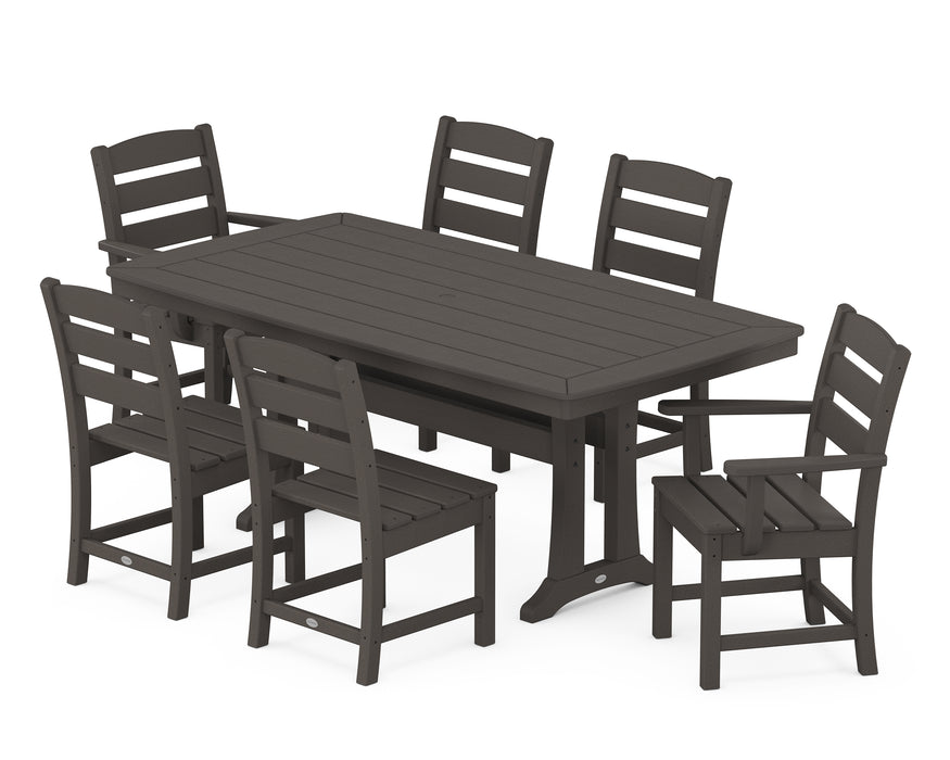 POLYWOOD Lakeside 7-Piece Nautical Trestle Dining Set in Vintage Coffee