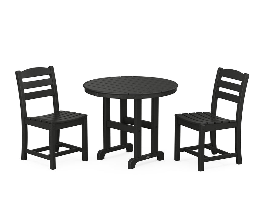 POLYWOOD La Casa Cafe Side Chair 3-Piece Round Dining Set in Black