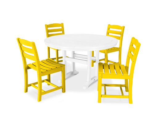 POLYWOOD La Casa Cafe 5-Piece Side Chair Dining Set in Lemon / White image