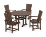 POLYWOOD Quattro 5-Piece Round Dining Set with Trestle Legs in Mahogany image