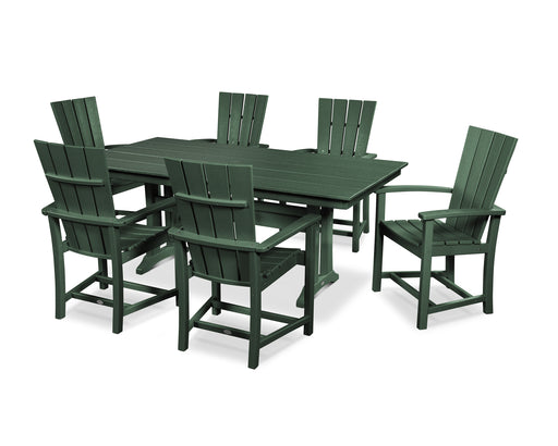 POLYWOOD Quattro 7-Piece Farmhouse Dining Set with Trestle Legs in Green image