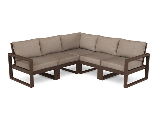 POLYWOOD EDGE 5-Piece Modular Deep Seating Set in Mahogany / Spiced Burlap image