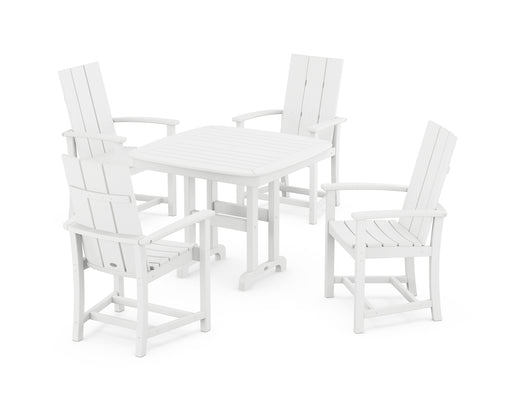 POLYWOOD Modern Adirondack 5-Piece Dining Set in White image