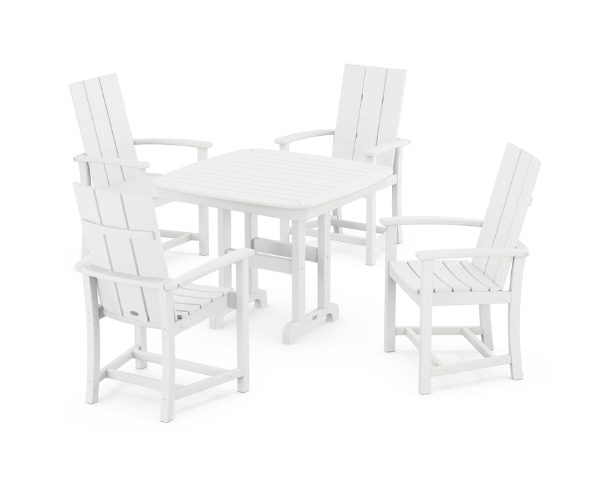 POLYWOOD Modern Adirondack 5-Piece Dining Set in White