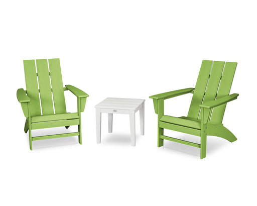 POLYWOOD Modern Adirondack 3-Piece Set in Lime / White image