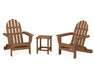 POLYWOOD Classic Folding Adirondack 3-Piece Set with Long Island 18" Side Table in Teak image