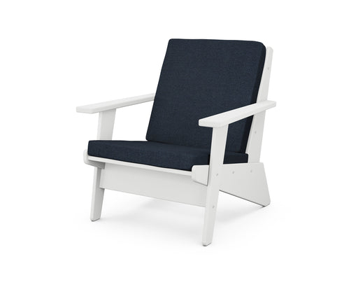 POLYWOOD Riviera Modern Lounge Chair in White / Marine Indigo image