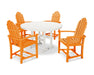 POLYWOOD Classic Adirondack 5-Piece Round Farmhouse Dining Set in Tangerine / White image