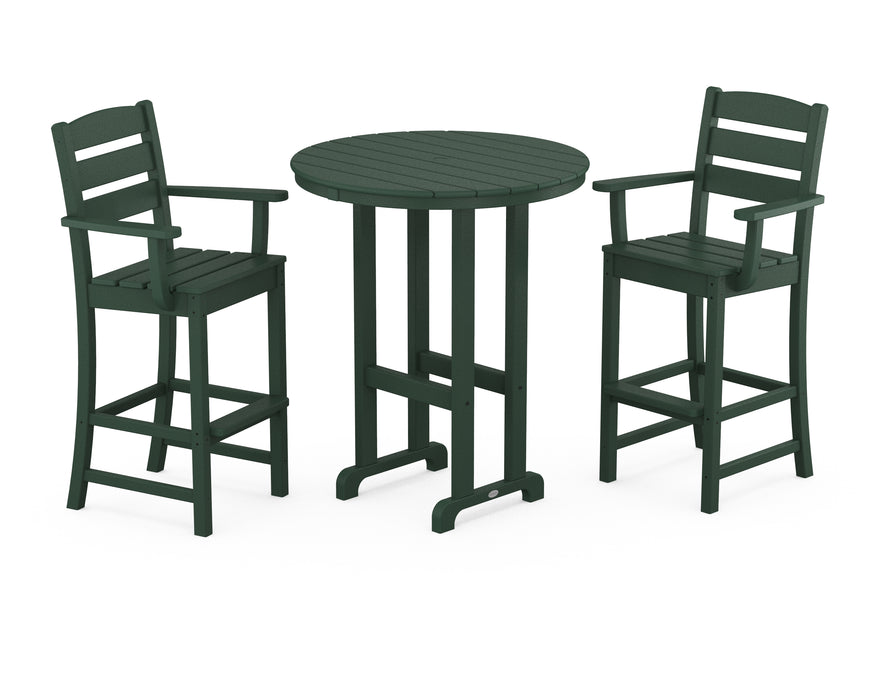 POLYWOOD Lakeside 3-Piece Round Bar Arm Chair Set in Green image