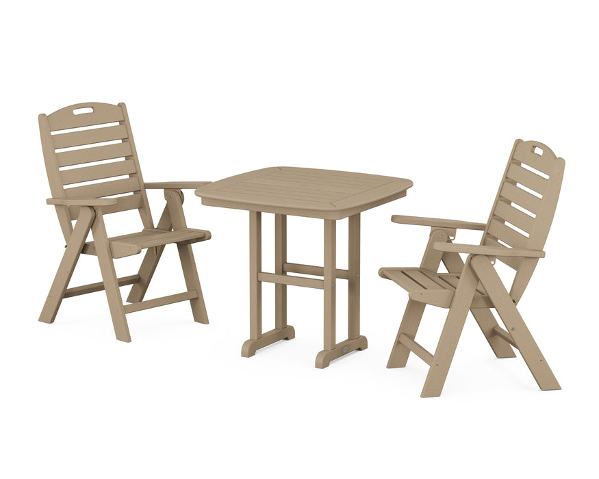 POLYWOOD Nautical Highback Chair 3-Piece Dining Set in Vintage Sahara