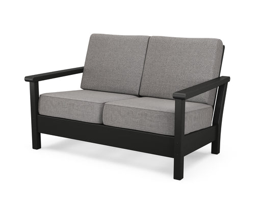 POLYWOOD Harbour Deep Seating Loveseat in Black / Grey Mist image