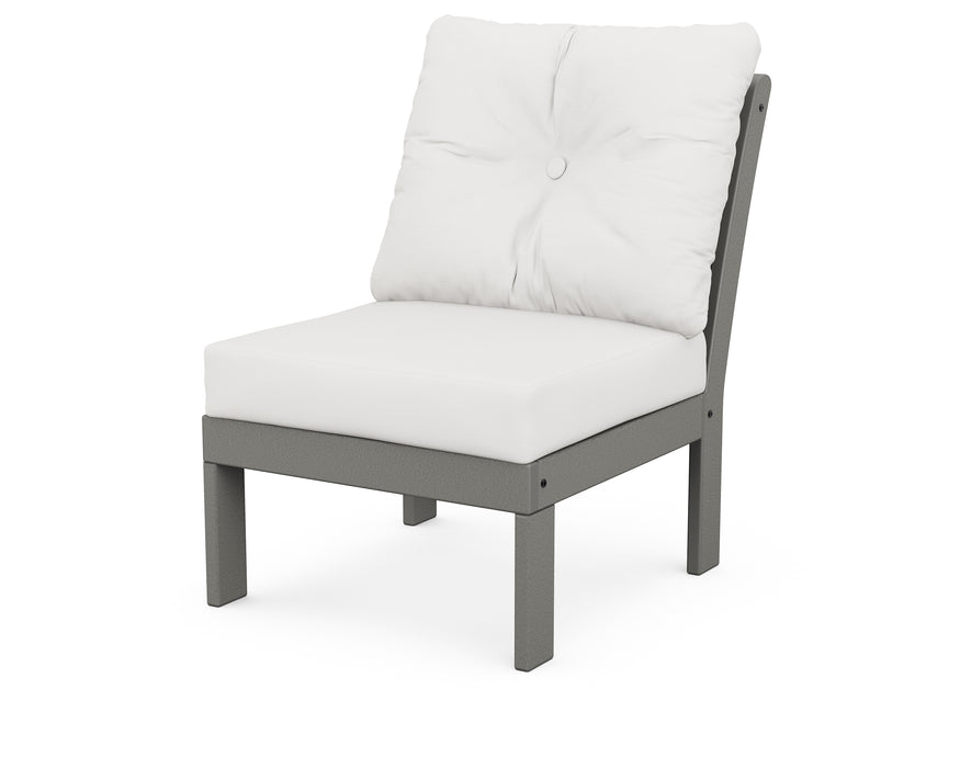 POLYWOOD Vineyard Modular Armless Chair in Slate Grey / Natural Linen