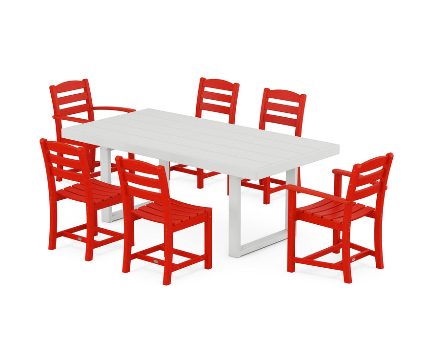 POLYWOOD Lakeside 7-Piece Dining Set in Sunset Red / White image