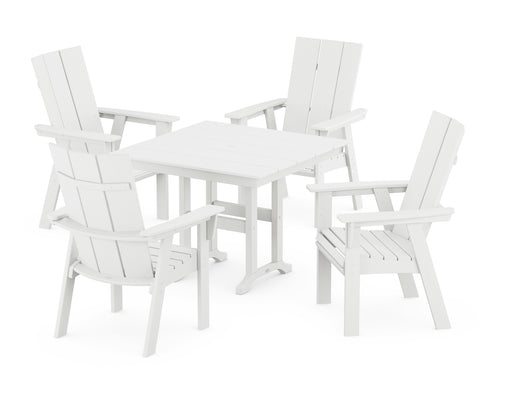 POLYWOOD Modern Adirondack 5-Piece Farmhouse Dining Set in Vintage White image