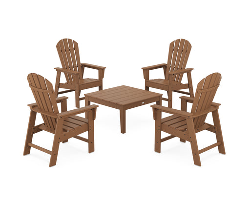 POLYWOOD 5-Piece South Beach Casual Chair Conversation Set with 36" Conversation Table in Teak image