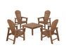 POLYWOOD 5-Piece South Beach Casual Chair Conversation Set with 36" Conversation Table in Teak image