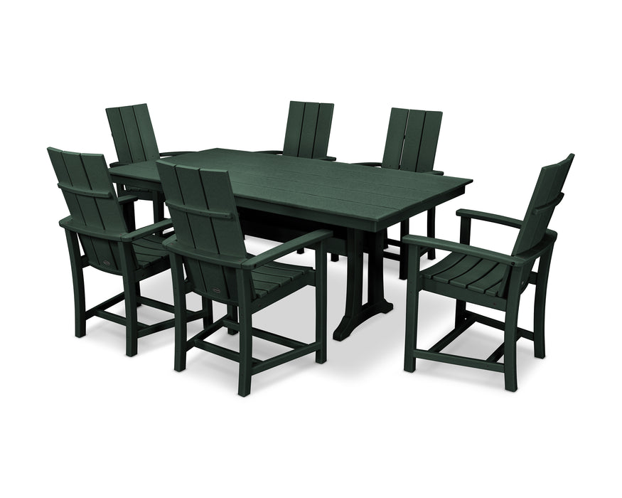 POLYWOOD Modern Adirondack 7-Piece Farmhouse Dining Set with Trestle Legs in Green image