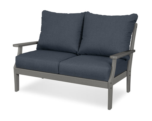 POLYWOOD Braxton Deep Seating Loveseat in Slate Grey / Sancy Denim image