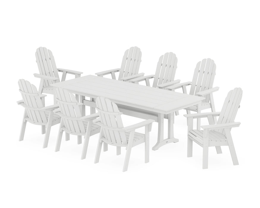 POLYWOOD Vineyard 9-Piece Curveback Adirondack Farmhouse Dining Set with Trestle Legs in White