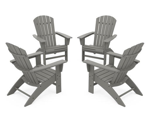 POLYWOOD 4-Piece Nautical Curveback Adirondack Chair Conversation Set in Slate Grey image