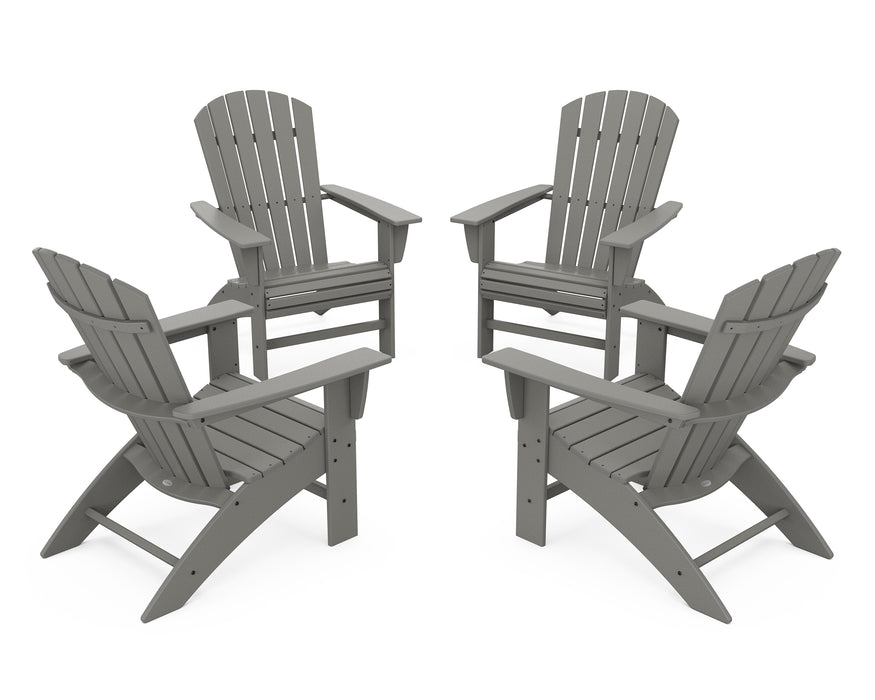 POLYWOOD 4-Piece Nautical Curveback Adirondack Chair Conversation Set in Slate Grey image