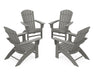 POLYWOOD 4-Piece Nautical Curveback Adirondack Chair Conversation Set in Slate Grey image