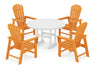 POLYWOOD South Beach 5-Piece Round Farmhouse Dining Set in Tangerine / White image