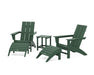 POLYWOOD Modern Adirondack Chair 5-Piece Set with Ottomans and 18" Side Table in Green image