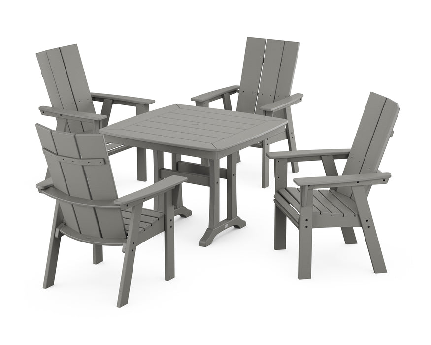 POLYWOOD Modern Adirondack 5-Piece Dining Set with Trestle Legs in Slate Grey