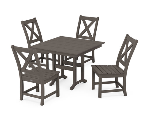 POLYWOOD Braxton Side Chair 5-Piece Farmhouse Dining Set in Vintage Coffee image