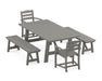 POLYWOOD La Casa Cafe 5-Piece Rustic Farmhouse Dining Set With Benches in Slate Grey image