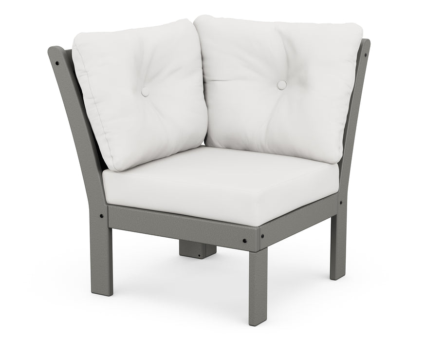 POLYWOOD Vineyard Modular Corner Chair in Slate Grey / Natural Linen