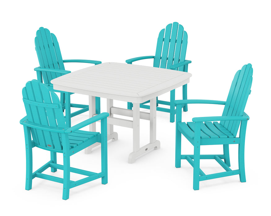 POLYWOOD Classic Adirondack 5-Piece Dining Set with Trestle Legs in Aruba / White