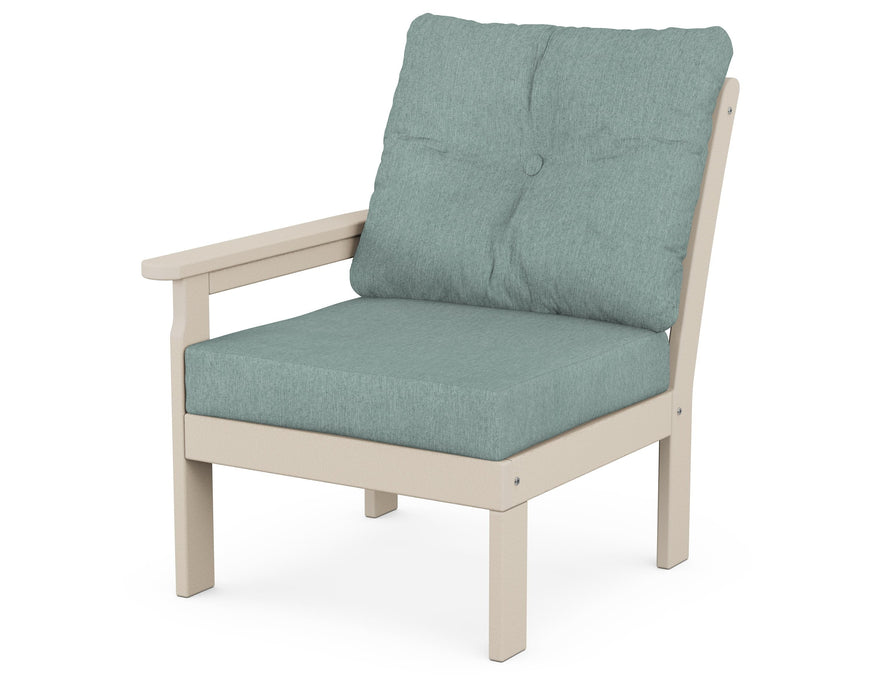 POLYWOOD Vineyard Modular Left Arm Chair in Sand / Glacier Spa