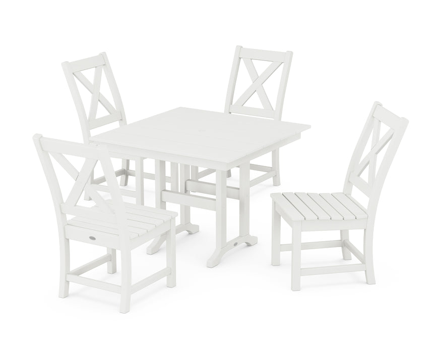 POLYWOOD Braxton Side Chair 5-Piece Farmhouse Dining Set in Vintage White image