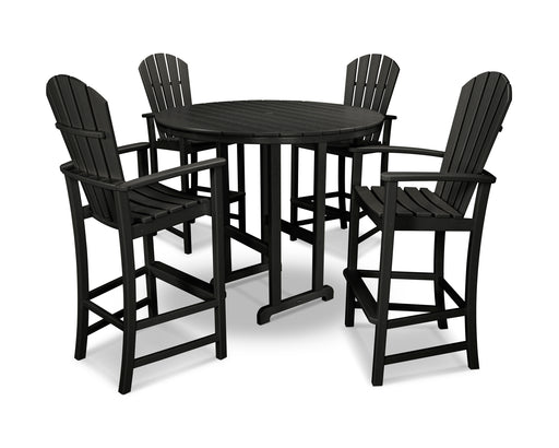 POLYWOOD Palm Coast 5-Piece Round Farmhouse Bar Set in Black image